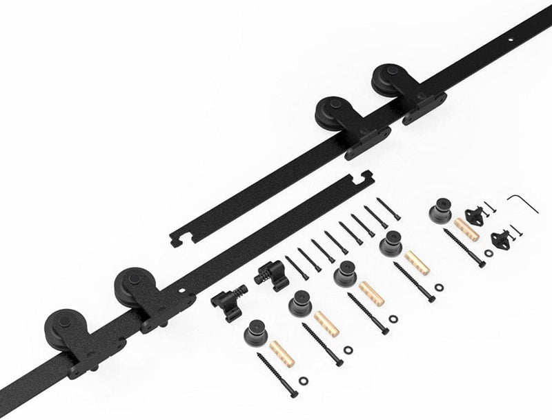 Bypass Sliding Barn Door Hardware Kit  Single Track System (4ft-20ft).no door , No Noise