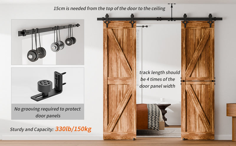 Sliding barn door hardware kit for Wooden 1/2 door ,Diamond shaped