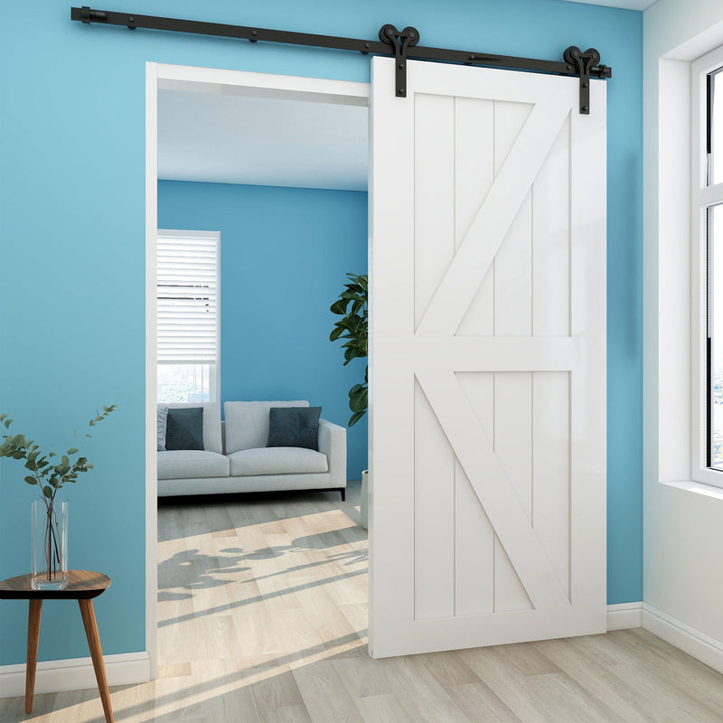 17FT Sliding barn door hardware kit for double wooden door