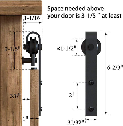Cabinet Mini Sliding Barn Door Hardware Kit CCJH (No Cabinet)