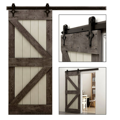 CCJH 6/6.6FT Heavy Duty Sliding Barn Door Hardware Kit with Floor Guide