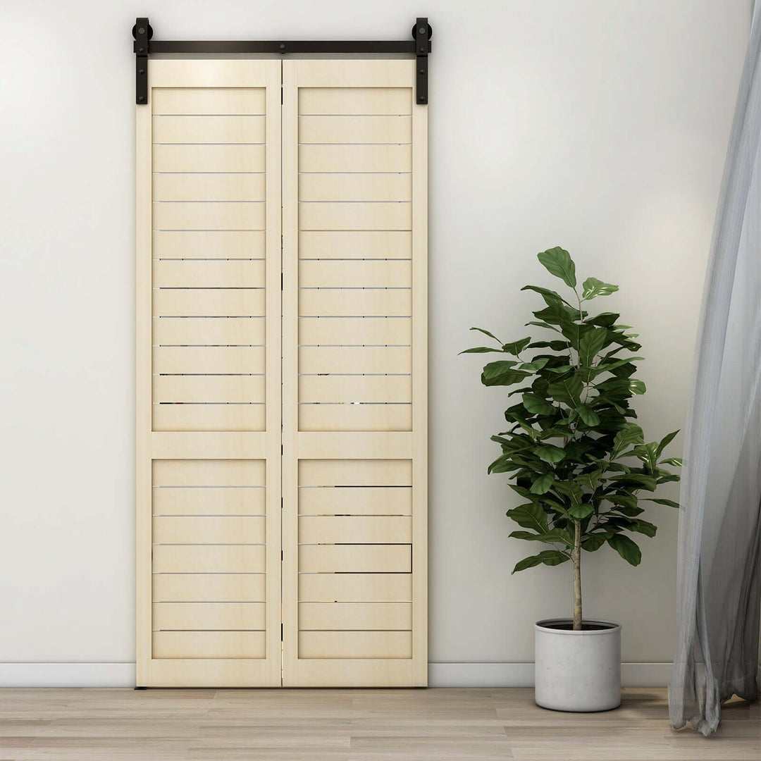 TSMST 183CM/6FT Bi-Folding Sliding Barn Door Hardware Kit, Heavy Duty