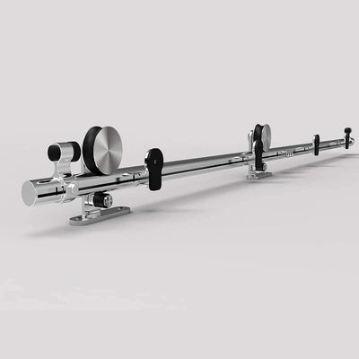 CCJH 6FT/183CM Sliding Barn Door Hardware Track Kit Stainless Steel Heavy Duty for Double Wood Door (T Shape Hanger)