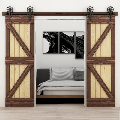 CCJH 6FT/183CM Heavy Duty Sliding Barn Wood Door Hardware Kit - Smoothly and Stable - Easy Installation - Fit 36" Single Door Panel(Cross Style)
