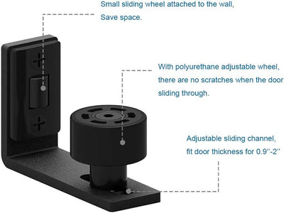 CCJH Sliding Barn Door Floor Guide (Black 1pcs)