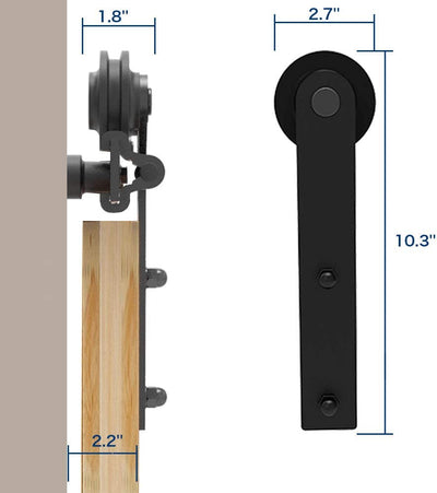 CCJH 6FT/183CMSliding Barn Door Hardware Kit, Heavy Duty, Smoothly and Silently, Easy to Install, Fit 18" Width Double Door Panel, I Shaped Hangers Black