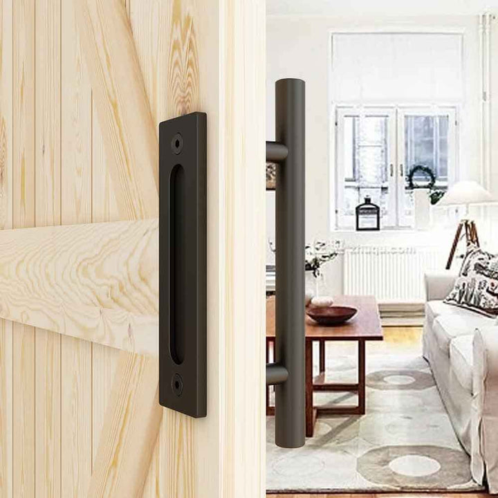 2-Pack 12-Inch Sliding Barn Door Handles With Pull Flush Set - For Cabinets, Closets & Furniture - View #8