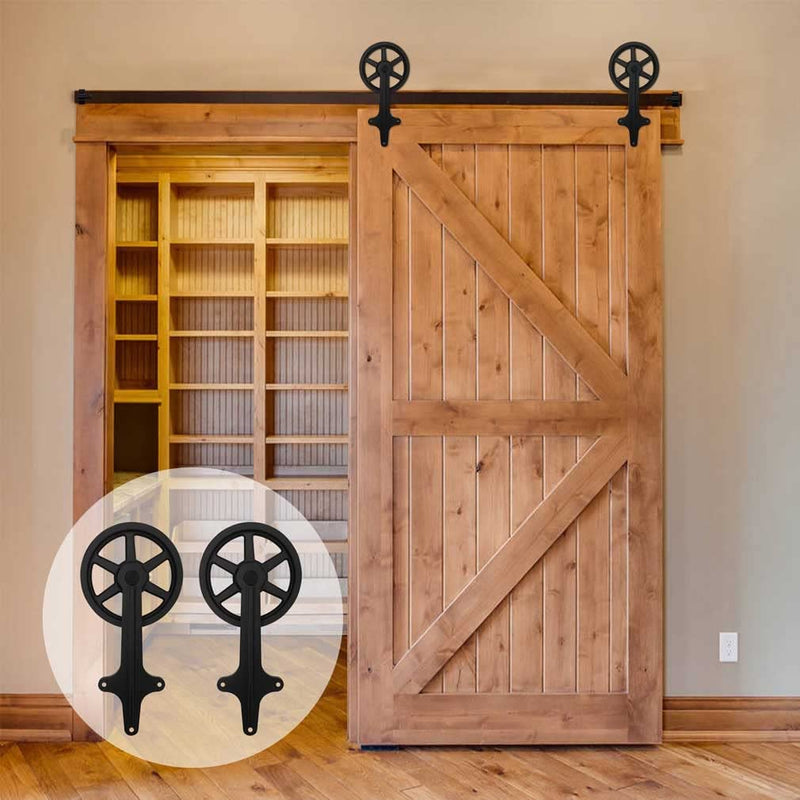 CCJH 6FT/183CM Heavy Duty Sliding Barn Wood Door Hardware Kit - Smoothly and Stable - Easy Installation - Fit 36" Single Door Panel(Cross Style)