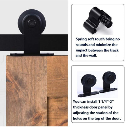CCJH 6FT/183CM Sliding Barn Door Hardware Kit, Heavy Duty, Smoothly and Silently, Easy to Install, Fit 18" Width Double Door Panel, T-Shaped Style Black