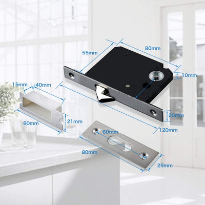 CCJH Invisible Door Locks Handle with Keys for Sliding Barn Wooden Door Furniture Hardware (Black)