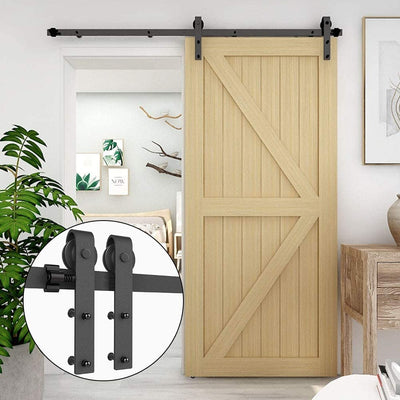 CCJH Barn Door Track System Heavy Duty for Single Wood Door (J Shape)