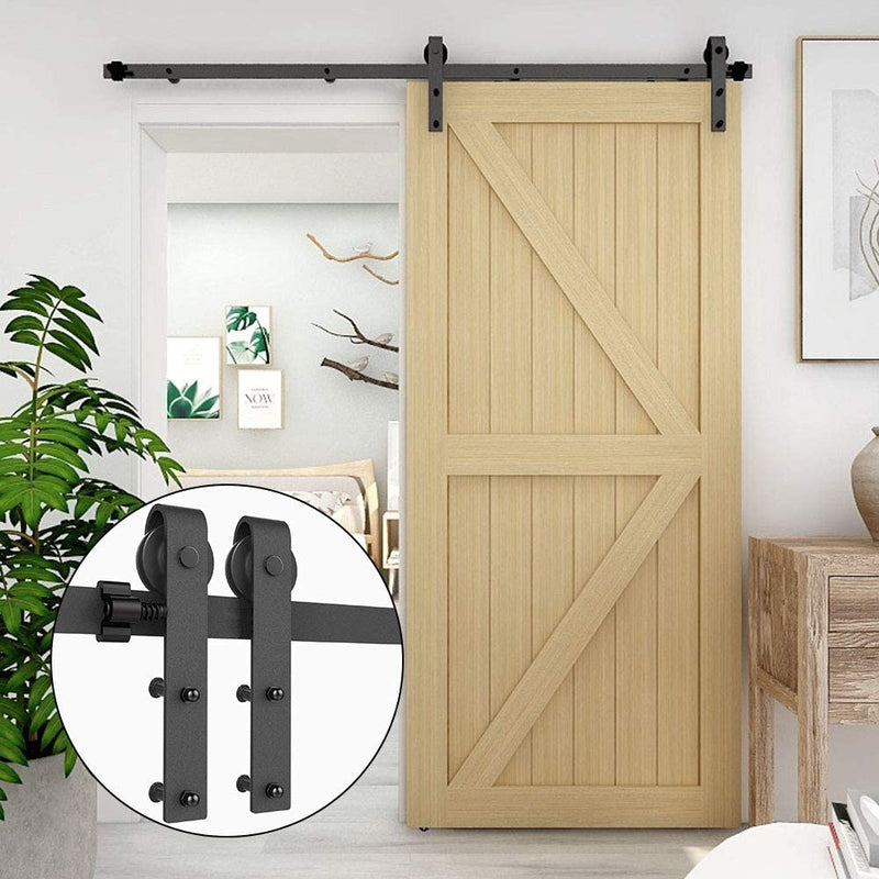 CCJH Barn Door Track System Heavy Duty for Single Wood Door (J Shape)