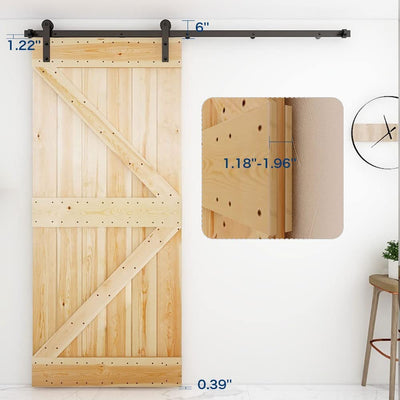 CCJH 7FT Heavy Duty Sturdy Sliding Barn Door Hardware Kit -Smoothly and Quietly -Easy to Install Fit 42" Wide Door Panel (I Shape Roller)