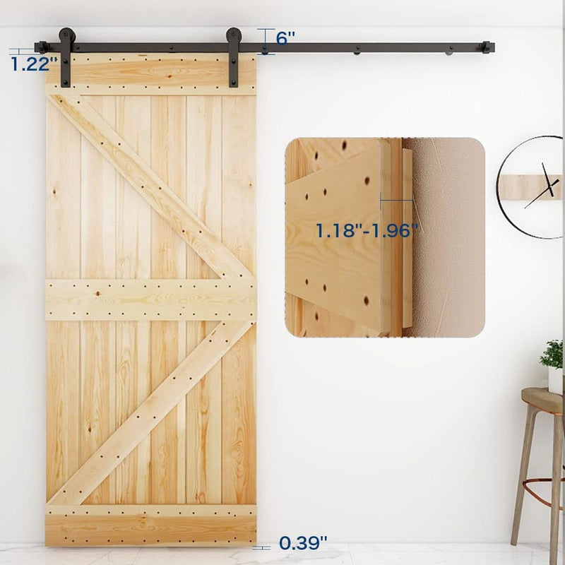 CCJH 7FT Heavy Duty Sturdy Sliding Barn Door Hardware Kit -Smoothly and Quietly -Easy to Install Fit 42" Wide Door Panel (I Shape Roller)