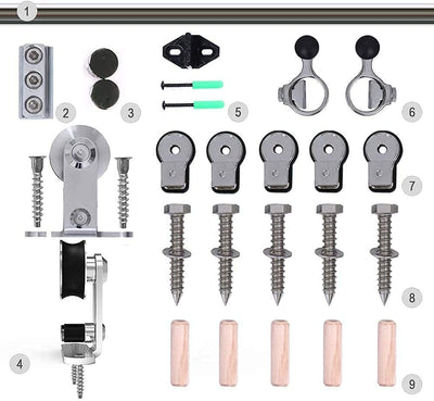 CCJH 7FT/213CM Sliding Barn Door Hardware Track Kit Stainless Steel Heavy Duty for Single Wood Door (T Shape Hanger)