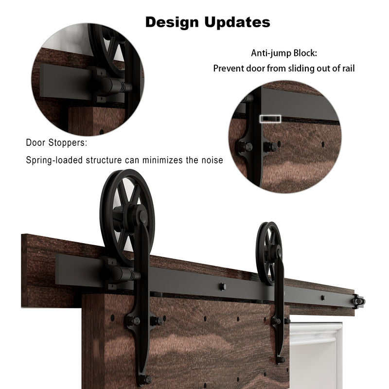CCJH 6FT/183CM Heavy Duty Sliding Barn Wood Door Hardware Kit - Smoothly and Stable - Easy Installation - Fit 36" Single Door Panel(Cross Style)