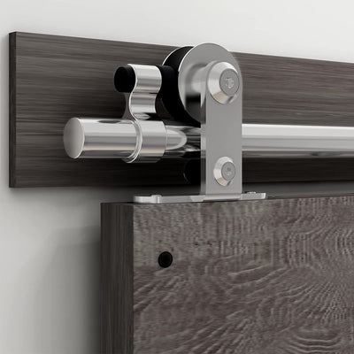CCJH 7FT/213CM Sliding Barn Door Hardware Track Kit Stainless Steel Heavy Duty for Single Wood Door (T Shape Hanger)