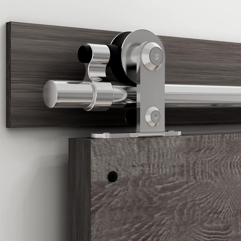 CCJH 7FT/213CM Sliding Barn Door Hardware Track Kit Stainless Steel Heavy Duty for Single Wood Door (T Shape Hanger)
