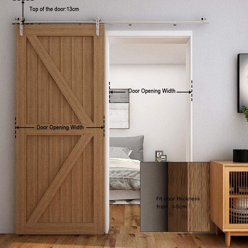 Stainless Steel Sliding Barn Door Hardware Kit CCJH Round-Shaped