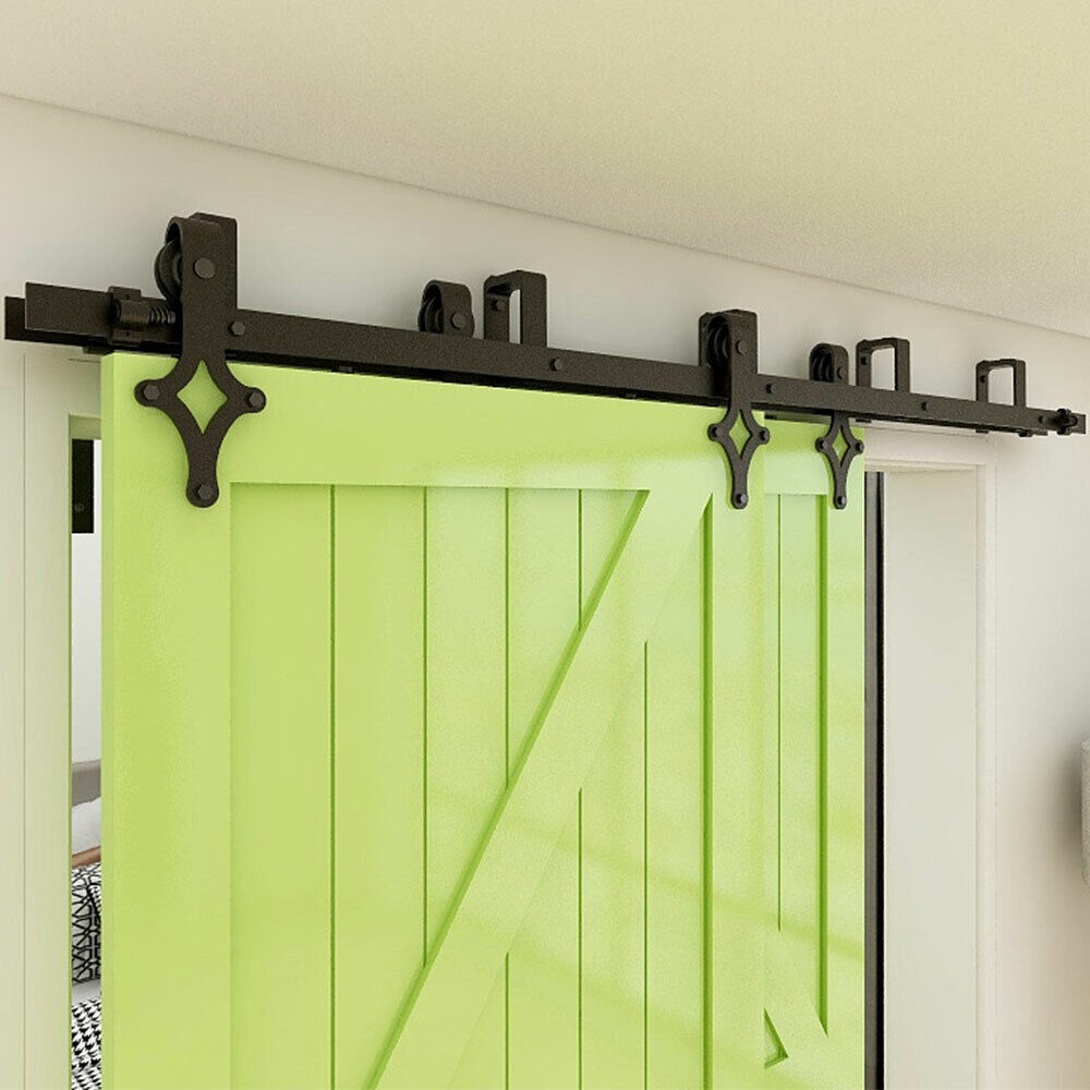 4-20FT Sliding Barn Door HardwareRhombus Roller Track Kit, Single/Doub ...