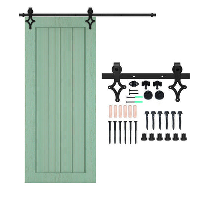CCJH 6/6.6FT Heavy Duty Sliding Barn Door Hardware Kit with Floor Guide