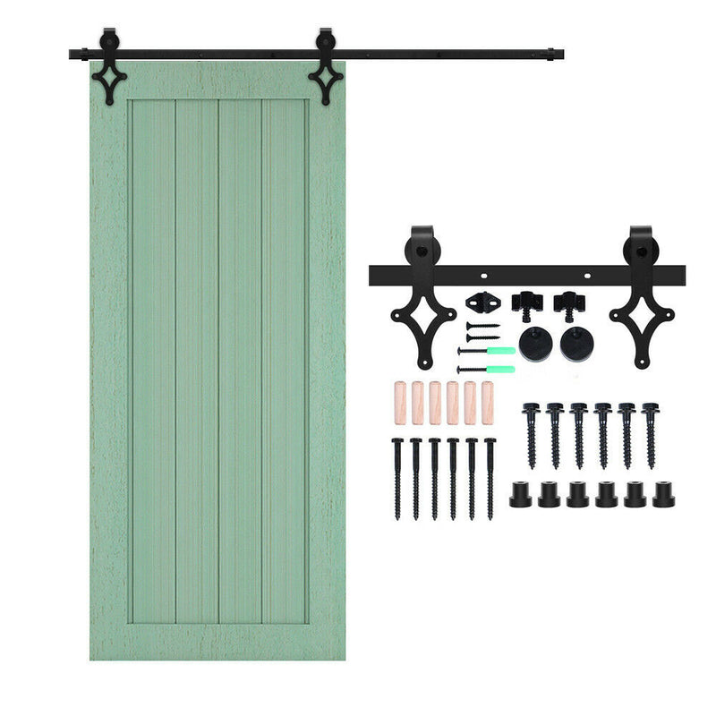 CCJH 6/6.6FT Heavy Duty Sliding Barn Door Hardware Kit with Floor Guide