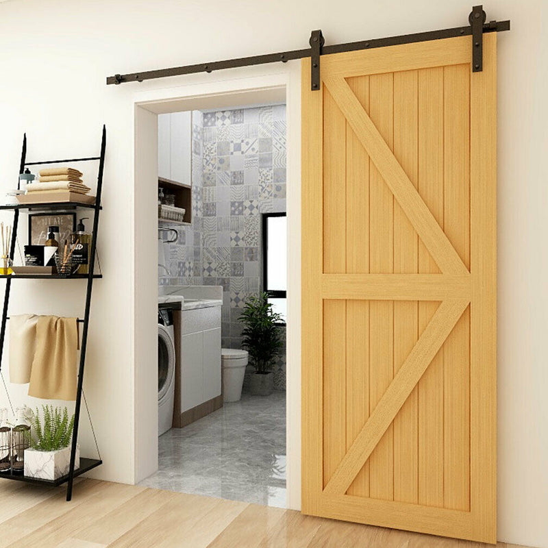 CCJH 6/6.6FT Heavy Duty Sliding Barn Door Hardware Kit with Floor Guide