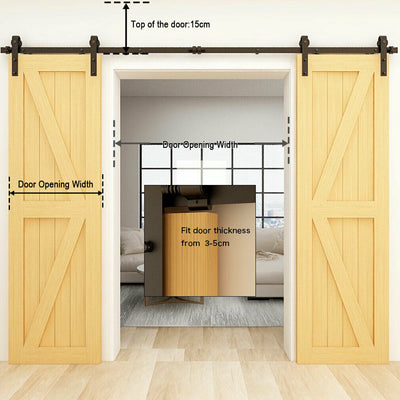 CCJH 6/6.6FT Heavy Duty Sliding Barn Door Hardware Kit with Floor Guide