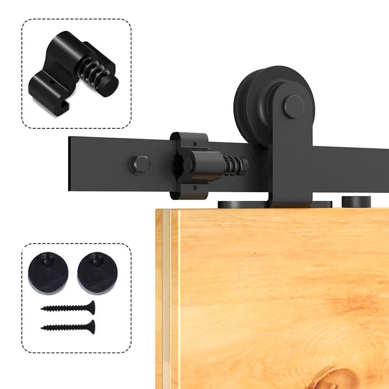 CCJH 6/6.6FT Heavy Duty Sliding Barn Door Hardware Kit with Floor Guide