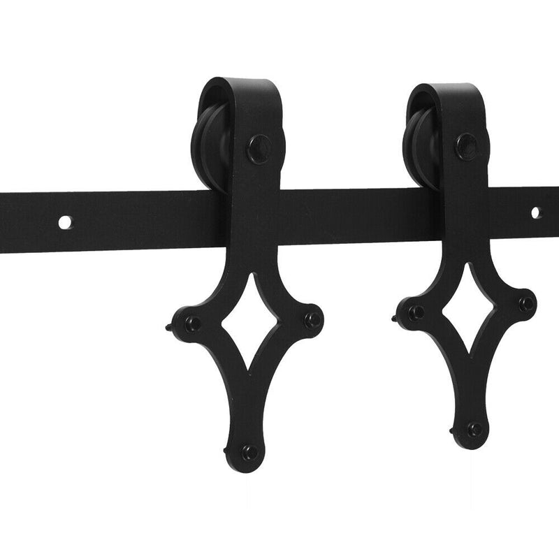 CCJH 6/6.6FT Heavy Duty Sliding Barn Door Hardware Kit with Floor Guide