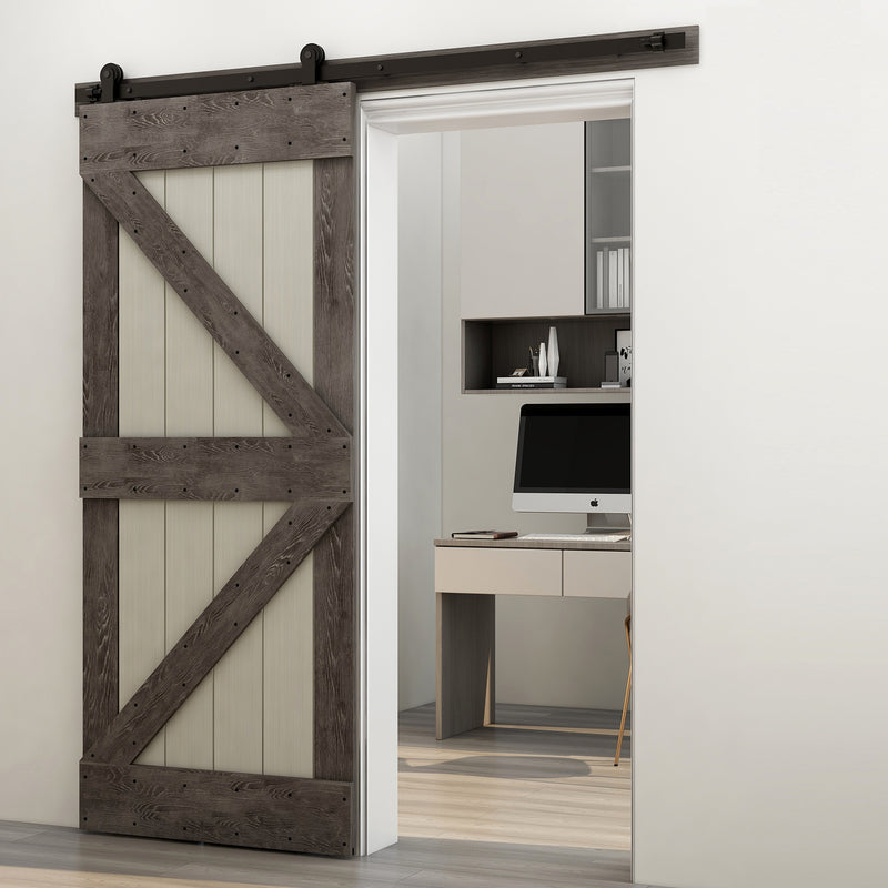 CCJH 6.6FT Sliding Track Barn Door Hardware Kit
